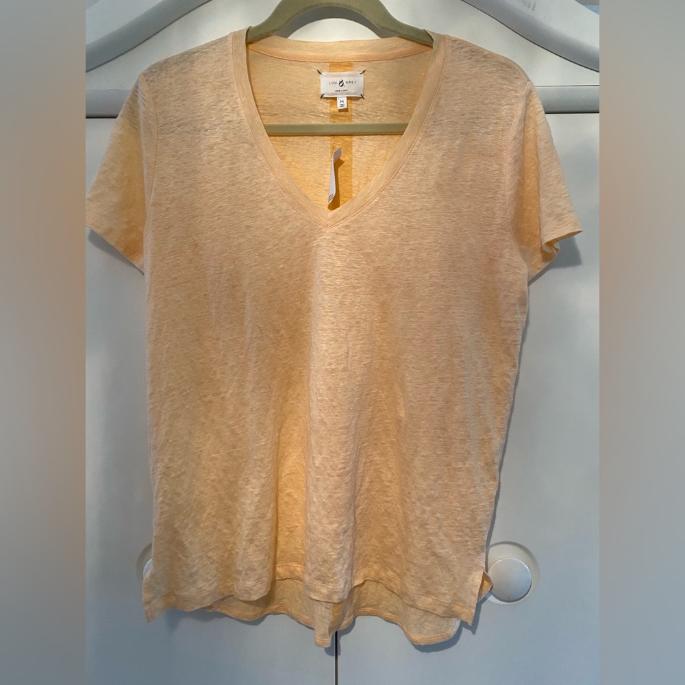 Lou & Grey peachy V-Neck Tee 100% linen